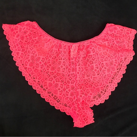 Victoria's Secret panties / Shortie ~ Minishort / Crochet Lace / Neon Pink NEW M - Picture 4 of 5